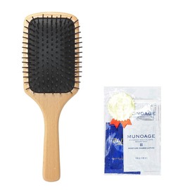 MUNOAGE Hair Brush, Soft Cushion Brush, 9.4 inches (24 cm), Scalp Care, Wooden Comb, Unisex, Paddle Brush, Elastic Cushion, Hair Growth Care, Spherical Pin Head, Scalp Massage, Wooden Comb, Smooth,