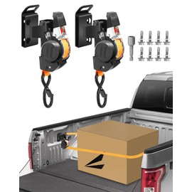 Dual-Pivot Retractable Truck Bed Ratchet Straps for Ford F150, Multi-Angle Rotation Bed Mounted Retractable Tie Down Straps Compatible with 2015-2025 Ford F-150 F250 F350 F450 (2 Pcs)