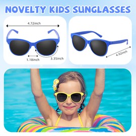 Kathfly Neon Kids Sunglasses Bulk 9 Colors Novelty Sun Glasses Set 80's Style Sun Glasses Summer Party Favors for Boys Girls(72 Pcs)