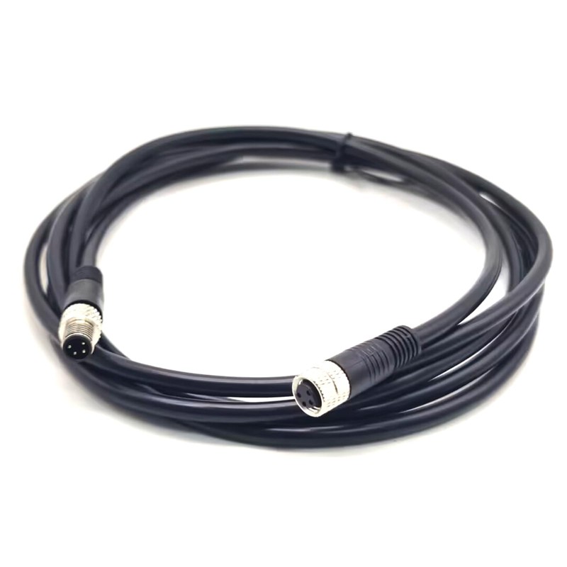 Keisnoaja 2 Pcs M8 4 Pin Serial Cable 180 Degree