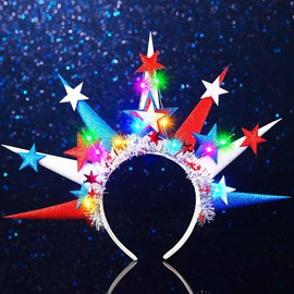 ACEDRE Light Up 4th of July Headband Patriotic Star Independence Day Hair Accessories for Women