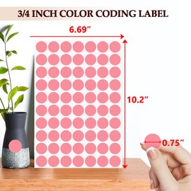PARLAIM 3/4 Inch Coding Circle Sticker Labels,Pack of 1050 Round Color Code Dot Labels Stickers for Home Office Marking,Organizing(Pink)