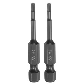 HARFINGTON 2pcs Flat Hex Head Drill Bit H2 (2mm) Magnetic Tip 1/4" Hex Shank 50mm (2") Long Mirror Polished Metric Hexagonal Screw Driver Screwdriver Bits Wrench Electric Power Tools