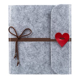 Leenou Vintage Felt Scrapbook Album / Photo Book with Black Pages for Gluing