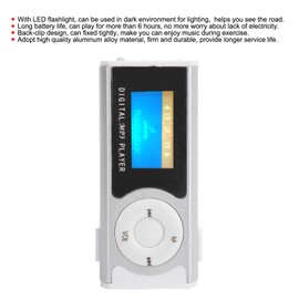 Portable MP3 Player, Mini MP3 Music Player, Flashlight Mini BackClip LCD Mini Screen Music Media Player, for Running, Sports
