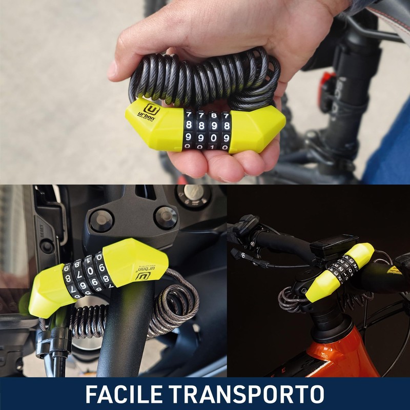 URBAN UR446 Antifurto Casco Moto Lucchetto con Codice Cavo Blocco