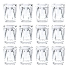 Thirsty Rhino Keras, Square 2 oz Shot Glass with Heavy Base, Clear Glass, Set of 12