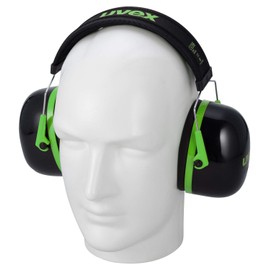 Uvex K1 Ear Defenders, Ear Protectors, Adjustable Length and Padded, 28 dB, Black/Green