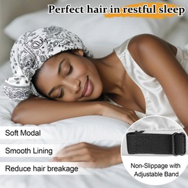 Ababalaya 2PCS Satin Lined Beanies for Women Chemo Headwear Silky Lined Cotton Sleeping Cap (2, 2White)