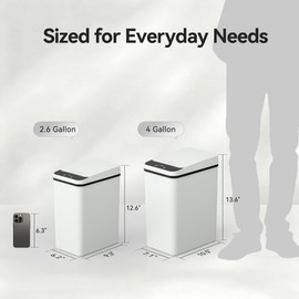 FRESHLIX Bathroom Garbage Can with Lid, 2.6 Gallon Diaper Trash Can, Automatic Trash Cans Touchless, Slim Waterproof Smart Commercial Trash Can for Bedroom, Bathroom, Office, Living Room, Toilet, RV
