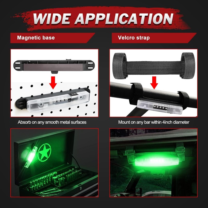 Lumimotor Universal Green LED Dome Light Roll Bar Mount LED