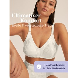 Naturana® Minimizer BH mit Blumenmuster [Cup B-D]: Minimizer BH ohne Bügel I Big Cup BH mit schönen Verzierungen I BH Minimizer ohne Bügel 85 Champagner E