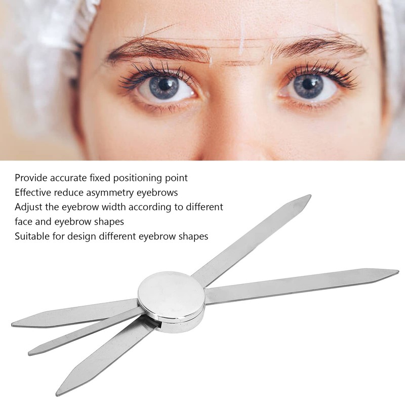 Adjustable Compass Eyebrow Ruler, Stainless Steel Eyebrow Positioning Makeup Measuring