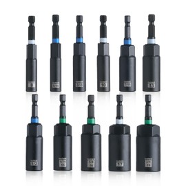 toolant Deep Nut Driver Set, 11pcs SAE/Metric Impact Driver Bit Set 1/4''~3/4'' Nut Driver, 1/4'' Quick Change