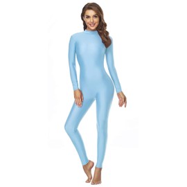 speerise - overol ajustado para mujer con cuello alto y cierre de una pieza, Turquesa, S