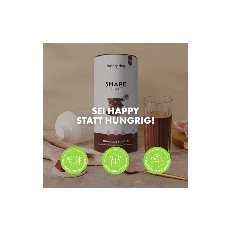foodspring Shape Shake Schokolade ‚Äì Vollwertiger Mahlzeitenersatz-Shake zur Gewichtskontrolle mit
