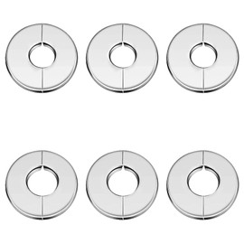6 Pack Stainless Steel Shower Pipe Cover Plate - Split Flange Escutcheon Plate for 28mm & 35mm Pipe Hole, No Drilling Round Wall Cover for Faucet, Stove & Decorative Plumbing (Silver)​