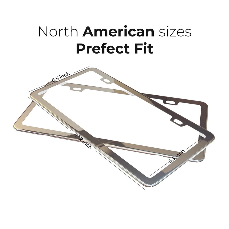 Deselen Gloss Silver License Plate Frame, Metal Thin Stainless Steel