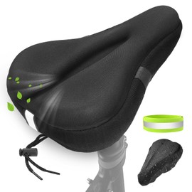 Zacro Comfort Bike Seat Cushion - Memory Foam Gel Padded Bike Seat Cover for Men Women, Extra Soft & Comfortable Bicycle Saddle with Reflective Strap，Fit for Exercise Mountain Road City Peloton Bike