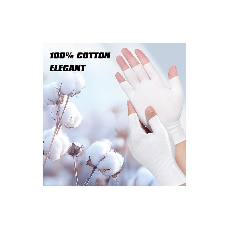 4 pares de guantes blancos sin dedos, guantes hidratantes de