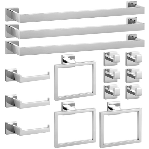 Cilee 15-Pieces Bathroom Hardware Set - Polished Chrome Bathroom Accessories,