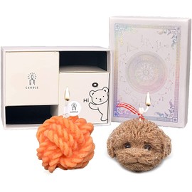 Orentas handgefertigtes Teddyhund-Kerzen-Set & gedrehte Seilkugel Aromatherapie Aromatherapie Duftkerze, Geschenk-Set, Geburtstagsgeschenk, (braun/orange)
