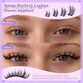 Wispy Lash Clusters Natural Eyelash Clusters 216Pcs Individual Lashes Manga Lashes Clusters 10-16mm Fairy Cluster Eyelash Extensions Pestañas Postizas Naturales with Thin Band for Beginner by Wtvane