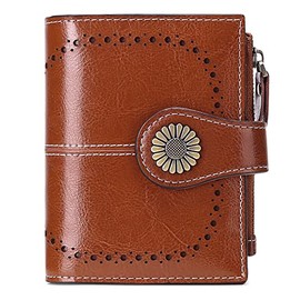 SENDEFN Bifold Purse Card Holder Wallet Genuine Leather RFID Blocking Wallet for Women with 16 Card Slots