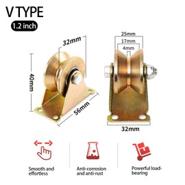 FLOTRUTE Pack of 4 Pulleys for Ropes, V-Groove Steel Swivel Pulley, Heavy Duty Castors, for Washing Line, Pulley System, Industrial Machinery, Roller Gates, Inverted, Pulley Rope (30 mm)