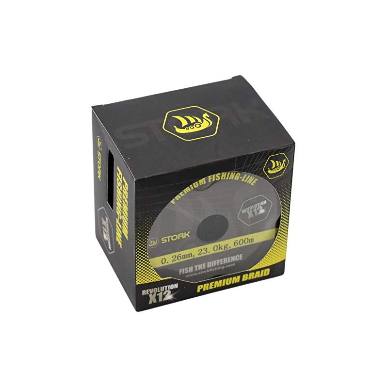 Stork Revolution 12-Fold Braided Premium Fishing Line 600 m (Yellow,
