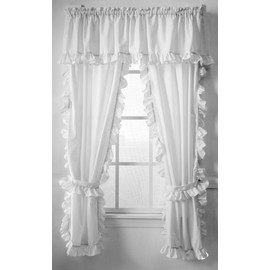 The Curtain Shop Classic White Cape Cod Ruffle 24 Tier Pair