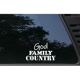 GOD Family Country - 6 1/4" x 3 3/4" die Cut Vinyl Decal/Sticker for Windows, Cars, JDM, Trucks, Bumpers, Tool Boxes, Boats, laptops - virtually Any Hard, Smooth Surface. Made in The USA