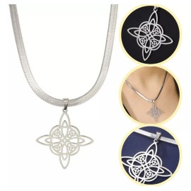 Universo en Linea Collar Dije Nudo Irlandés Bruja Brujería Acero Inoxidable Color Plateado Mod 2
