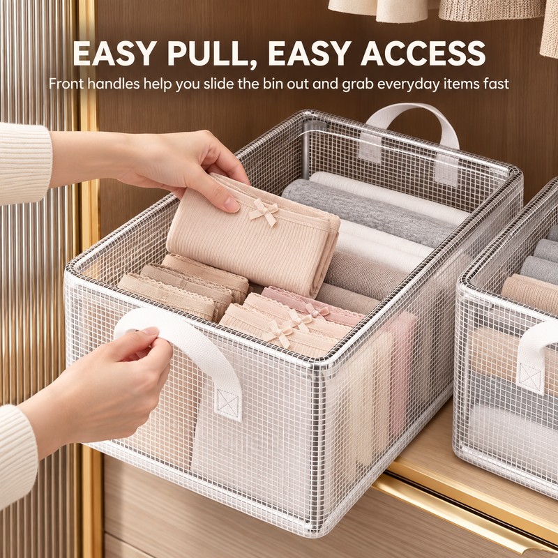 Transparent PVC Storage Box for Clothing – Foldable Steel-Frame Organizer