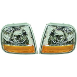 2pcs Signal Light Left Right Side Plastic Lens Clear & Amber Lens Parking Marker Blinker Light for Ford for F150 1997-2003 & Heritage 2004 for F250 1997-1999 Without Bulb(S)-Assembly WEF0211