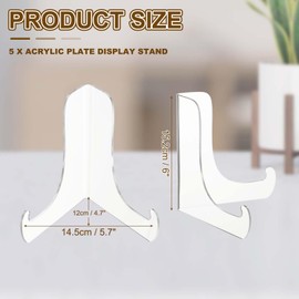 PATIKIL 6 Inch Acrylic Plate Display Stand, 5 Pack Large Clear Easel Plate Holder Picture Stands for Display Frames Card Picture CD Book Challenge Coin(Tripod)