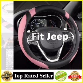 Auto Car Steering Wheel Cover for Jeep Grand Cherokee Black Pink Standard Size