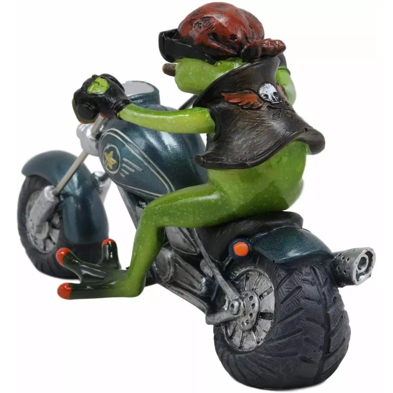 8.5"L Born To Ride Biker Frog Smoking Cigar On Blue