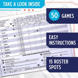 Elite Clipboards Basketball Scorebook - 50 Games Score Book Side by Side Score Keeping Book for Stats | Basketball Stat Tracking Book - High School, Middle School, Little League for Scorekeepers