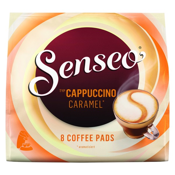 Senseo Caramel Cappuccino Coffee Pods, 8 Count (Pack of 10) - Single Serve Coffee Pods Bulk Pack for Senseo Coffee Machine - Compostable Coffee Pods for Hot or Iced Coffee