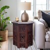 COTTON CRAFT Solid Wood Accent End Table - Hand Carved