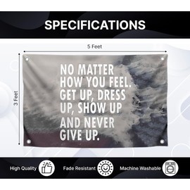 3x5 Feet Quote Flag "No Matter How You Feel" with Four Brass Grommets - Motivational Gym Flags for Room Guys - Inspirational Cool Flag for Home Gym Wall Decoration Outdoor or Indoor Banner