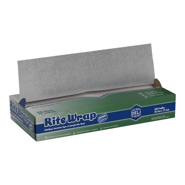 Rite-Wrap, RW126, White, Light-Weight Interfolded Dry Wax Deli Paper 10.75" Width x 12" Length by GP PRO (Georgia-Pacific) (Case of 12 Boxes, 500 Sheets Per Box)