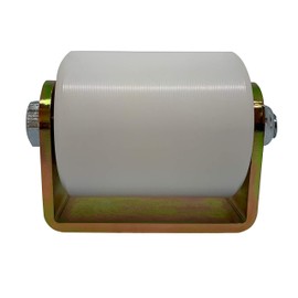 Slide Gate Guide Roller 3" White Hard Nylon UHMW Rollers with C Bracket Rear Post Welded Assembly Heavy Duty Anti Tipping Sealed Ball Bearing Sliding Rolling Gates Guider - Eagle Rollers EG097