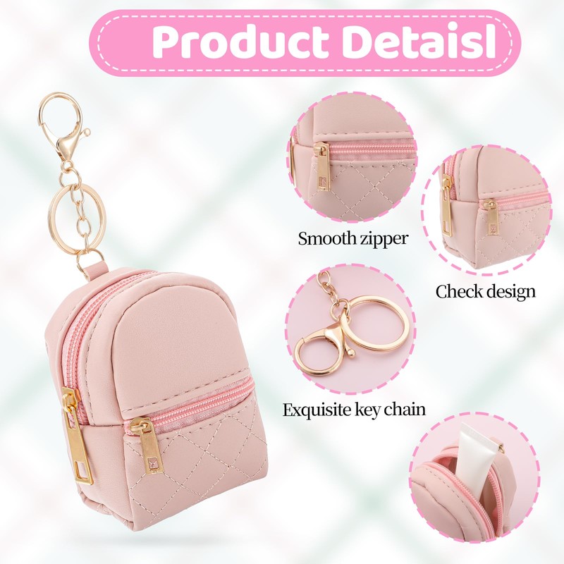 2pcs Mini Backpack Cute Cosmetic Bag for Women PU Leather