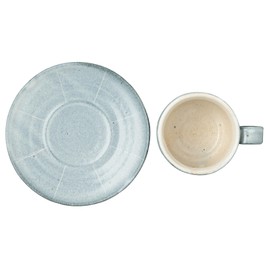 Marui Pottery MR-3-4399 Shigaraki Ware Hechimon Cup & Saucer, Capacity: Approx. 9.1 fl oz (270 ml), Medium, Blue