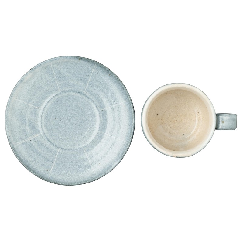 Marui Pottery MR-3-4399 Shigaraki Ware Hechimon Cup & Saucer, Capacity: