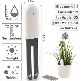4-in-1 Plant Moisture Meter Watering Indicator, Intelligent Soil Tester Automatically Monitors Plants Moisture/Light/Fertility / Temperature Level, for Mijia App (2 Packs)