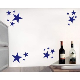 Samunshi® Wall Sticker Stars Set Filled 28 x 2.5 cm 12 x 5 cm 4 x 7.5 cm 2 x 10 cm Black