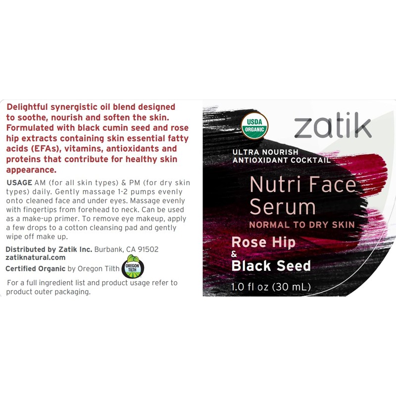 Zatik Naturals - Nutri Face Serum with Rose Hip and